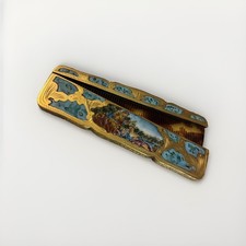 Vintage Italian 800 Silver Gilt Guilloche Enamel Purse Comb Case Fragonard Scene picture
