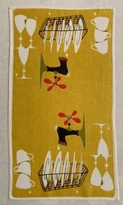 Vintage Tea Towel MCM Lois Long Kitchen Sink Faucet Dishes Cups Glasses picture