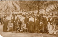 RPPC Antique Photo Group at Ostrich Farm Men Women Children Fashion Sepia Tone picture
