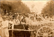 1920s Children's Baby Parade Photograph - Rose Cart & Pony - Crowd Scene picture