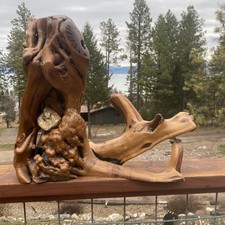 Unbranded Wood Lamp Base Natural Burl Driftwood Style Unique picture