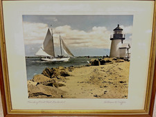  Four, William W. Coffin Hand Colored Photographs of Nantucket scenes, framed picture