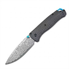 5353 Damascus Bugout Style Carbon Fiber Folding Knife Pattern Blade Drop-Point picture