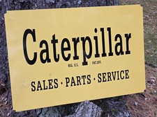 VINTAGE CATERPILLAR SALES PARTS SERVICE PORCELAIN SIGN 30