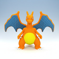 *MEDIUM* 6 inch 3D Printed Charizard Crochet Patterned Pokemon picture