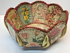 VTG Handmade Hand-Sewn & Stitched Flowers Greeting Card Basket GREAT CONDITION picture