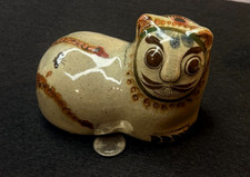 Vintage Jorge Wilmot Tonala Mexican Pottery Glazed Stoneware Cat with Butterfly picture