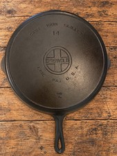 Griswold Cast Iron #14 Large Block Logo Skillet w/ Heat Ring picture
