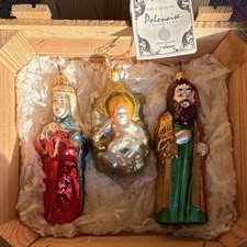 Kurt S. Adler Polonaise Nativity Glass Ornament Set 3 Handcrafted Mary Joseph picture
