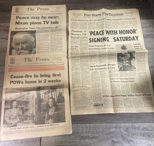 1973 Fort Worth Newspaper Lot (3) VIETNAM WAR PEACE ACCORDS POWs Return LBJ picture