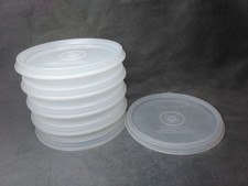 VTG 4 Small Tupperware Hamburger Keepers #882 w/2 Lids #215 Sheer NO PRESS 4.25