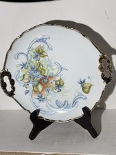 Blue Floral Hand Painted Hutschenreuther Gold Accent Platter Plate picture