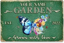 Garden to Personalize Name Custom Garden Tin Metal Sign Decor 8x12 picture