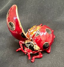 RUCINNI Ladybug Jeweled Trinket Box Hand Crafted w/ Swarovski Crystals & Enamel picture