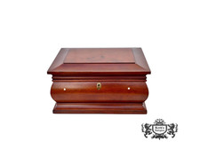 Vintage Bombay Co Cherry Burl Wood Jewelry Box Large Bombe Chest Mother of Pearl picture