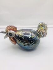 Iridescent Multi-color Art Glass Rooster Figurine. No Maker Markings picture