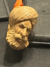 C-079 Gorgeous Vintage Carved Meerschaum Pipe face of a Sultan picture