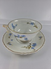 Beautiful Antique Haviland Limoges Montmery Blue Forget-Me-Not Tea Cup & Saucer picture