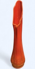 Vintage L.E. Smith Bittersweet Glass Swung Vase 25” 1000 Eye MCM Floor Cad Glow picture