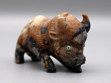 Fabian Cheama (d) Picasso Marble Zuni American Bison/Buffalo Fetish picture