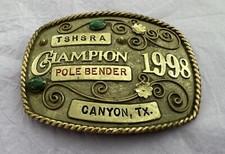 Genuine Vintage 1998 TSHSRA Canyon Texas Champion Pole Bender Trophy Belt Buckle picture
