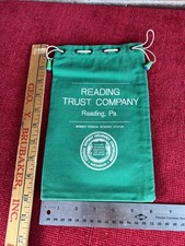 Vintage Reading Trust Company Reading PA Drawstring Money Bank Bag MINT picture