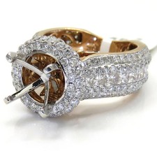 Ladies 18K Rose Gold Over Diamond Semi Mount Invisible Setting Ring 4ct/8mm Set picture