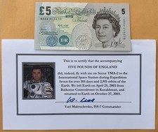 5 Pounds Bank Of England Banknote Flown on Soyuz TMA-2 Expedition-7 picture