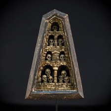 Memento Mori | Italy Antique 1800s Wooden Shrine Skulls | Ossuary Death 8.3”_ picture