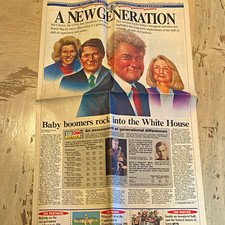USA Today Newspaper Special Report “A New Generation” Jan 20 1993 Inauguration picture