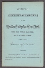 Brooklyn Society of the New Church Winter Entertainments Schedule 1882-1883 NY picture