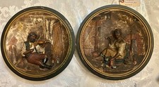 Antique Pair of JOHANN MARESCH 3D WALL 10 Inch Plaques Hand Painted picture