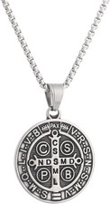 Collar Colgante Religiosa Medalla De San Benito De Acero Inoxidable picture
