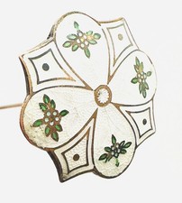 Antique Hatpin Lovely Design Flowers Cloisonné Guilloche Enamel Collectible picture
