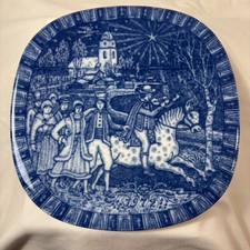 Vintage 1972 Rorstrand Sweden Julen Collector Plate Blue, Fiddler, Gunnar Nylund picture