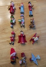 Twelve Vintage Wooden Christmas Ornaments picture