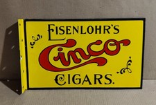Cinco Cigars Porcelain Enamel Sign  18 x 10 Inches 2 Sided picture