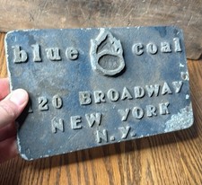 Vintage Antique Original Blue Coal Anthracite Mining Metal Stove Sign NY PA picture