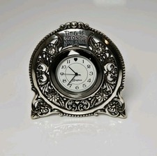 Brighton “TIME IS ON YOUR SIDE” Clock Filigree Silver Tone Victorian - Needs Bat picture