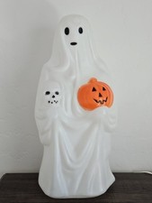 Vintage EUC Clean Empire Halloween Blow Mold Ghost w/Skull & Pumpkin 23