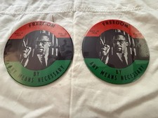 1x Vtg 1970s Malcolm X “ Freedom By Any Means Necessary Memorial Pinback. picture