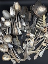 Vtg SILVERPLATE LOT Flatware / Silverware Marked UnMarked Various Makers 90+ pcs picture