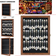 36 Souvenir Tea Spoon Display Case Wall Mount Walnut Finish Lockable Acrylic picture
