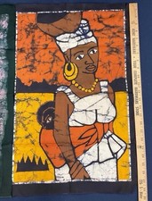 African Batik Fabric Art Panels Set of 4 Figures Musicians Textile Wall Decor picture