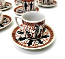 N Leontaritis Demitasse Espresso Cups & Saucers, Greek Mythology Themed set of 6 picture