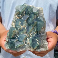 4.78LB NATURAL Green Cube FLUORITE Quartz Crystal Cluster Mineral Specimen picture