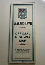 Vintage 1952 Saskatchewan Canada Official Highway Map Near Mint Condition  picture