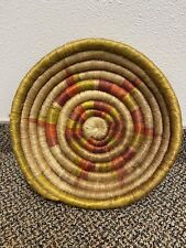 Hand Woven THICK COIL BASKET Hanging /Natural Fibers  BULL'S EYE Pattern Boho picture