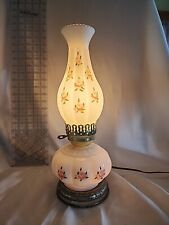 Vintage Milk Glass Floral Roses Oil Look 3 Way Electric Hurricane Lamp Priority picture