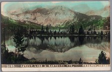 1908 Ketchum Idaho Pettit Lake Sawtooth Mountains Hand Colored RPPC Postcard picture
